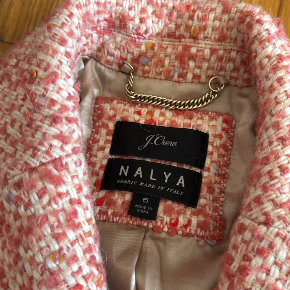 J. Crew Nalya Italian Tweed Button Front Lady Coat Daphne peach size 6 - Picture 7 of 11